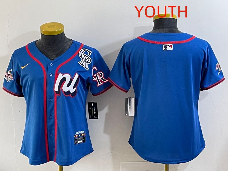Youth 2025 Colorado Rockies Blank Blue All star Nike MLB Jersey style 03